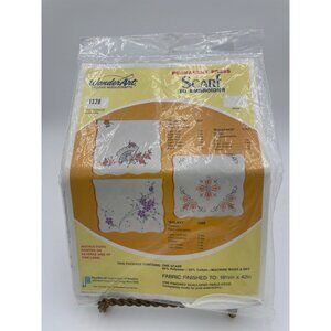 WonderArt Scarf Pre-Stamped Embroidery Kit With Instructions Elegance 1328